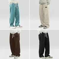 Pantalones Casuales de Pana para Hombre 2026, Pantalones Holgados de Moda, Pantalones Deportivos Rectos con Cintura Elástica y Cordón, Ropa Urbana para Exteriores