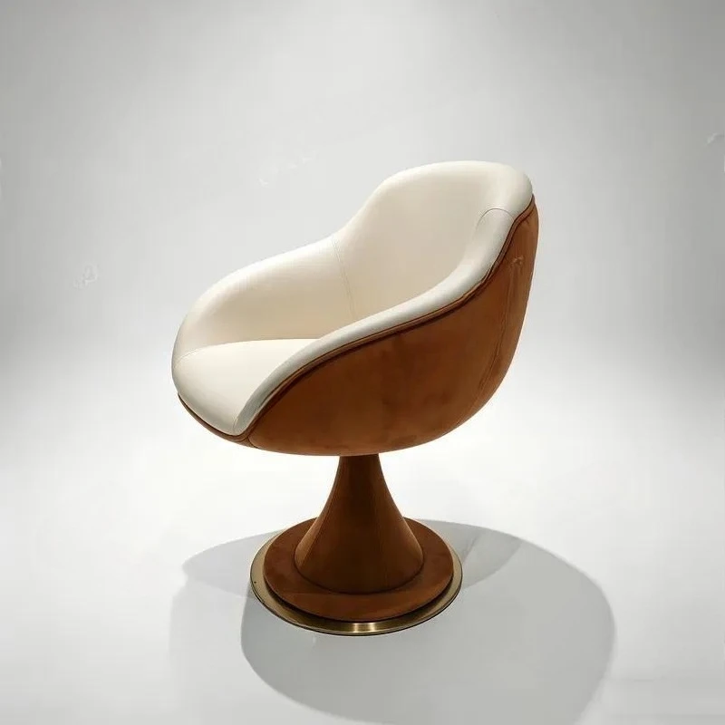 Modern Luxury Handcrafted Tulip Shaped Decorative Armchair Suede Upholstered Solid Wood Frame Lounge Chair for Home Office