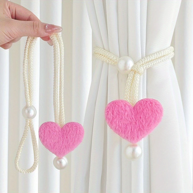 2pcs Curtain Ties Heart-Shaped Design Modern Home Decor Living Room and Bedroom Accessories Soft Texture