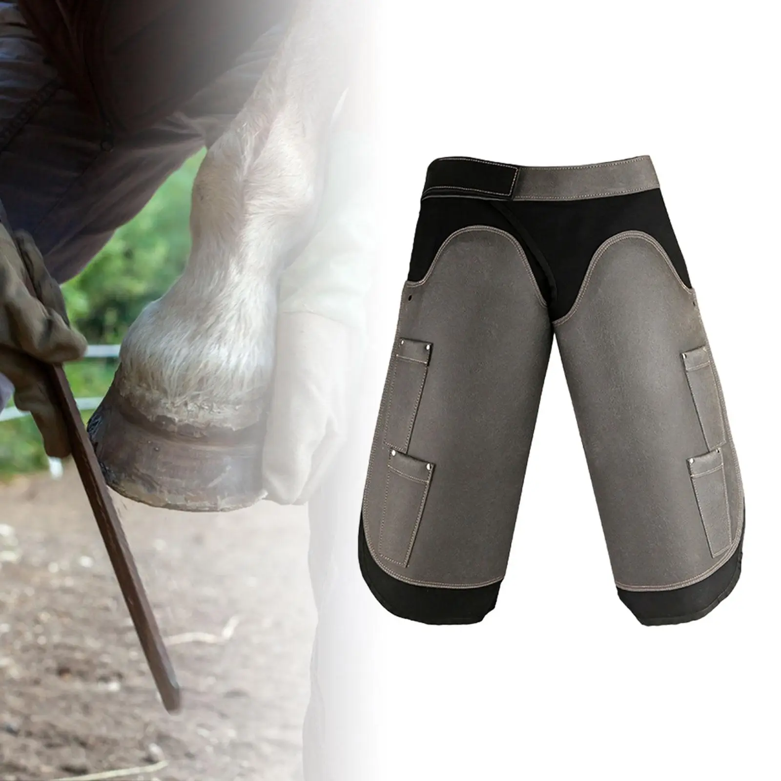 Equipo delantal Farrier, suministros profesionales de microfibra, soporte lateral para herramientas, bolsillos, cinturón ajustable, correas para rodillas, Farrier Chaps