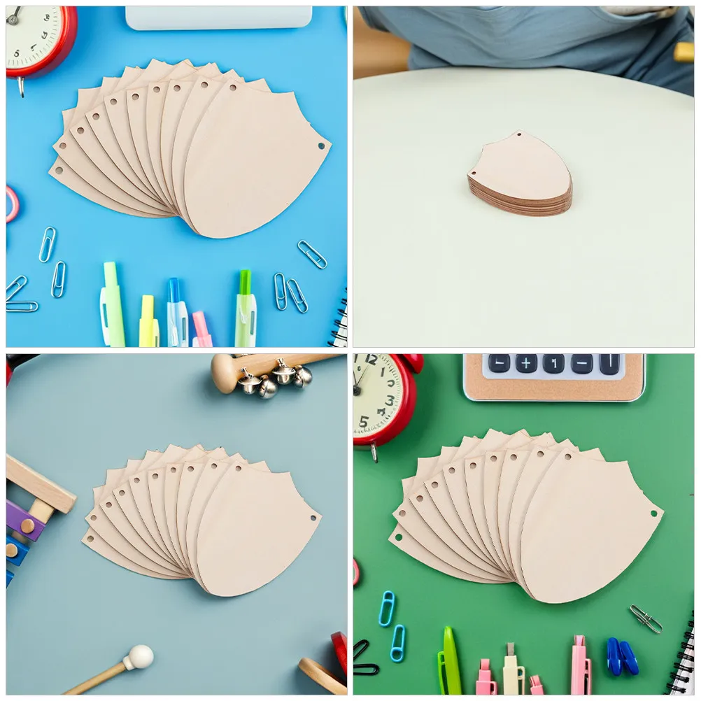 30Pcs Wooden Shield Shape Unfinished Craft Cutouts Blank DIY Painting Wood Embellishment Decor for Holiday Ornaments