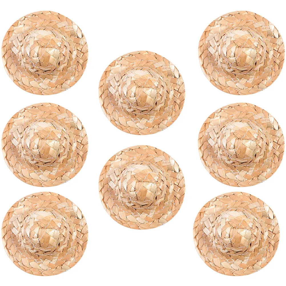 

8 шт. маленьких соломенных шляпок, миниатюрные плетеные шляпки, идеально подходят для поделок, праздничных мероприятий, реквизита для фотосессий, украшения дома