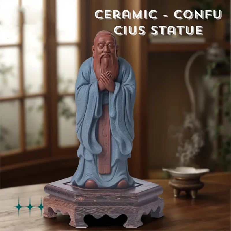 Ceramics Confucius  Characters Statues- Ancient Chinese philosopher sculpture Home Room Office Study Decoration Accessories