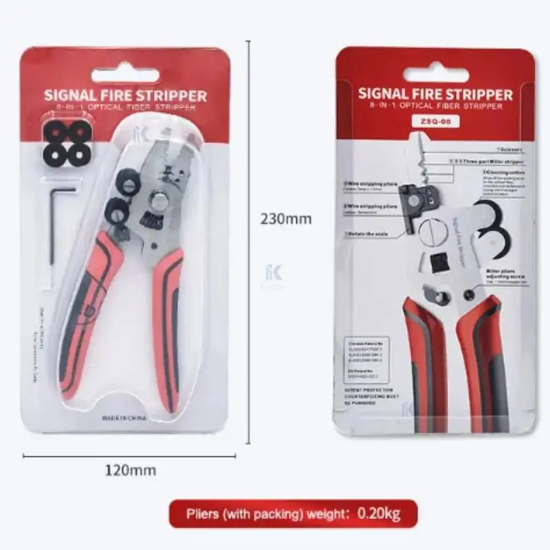 Signalfire 9 In1 Multifunctional Optical Fiber Stripper ZSQ-09 Optic Miller Scissors Wire Pliers Optional empty alcohol bottle