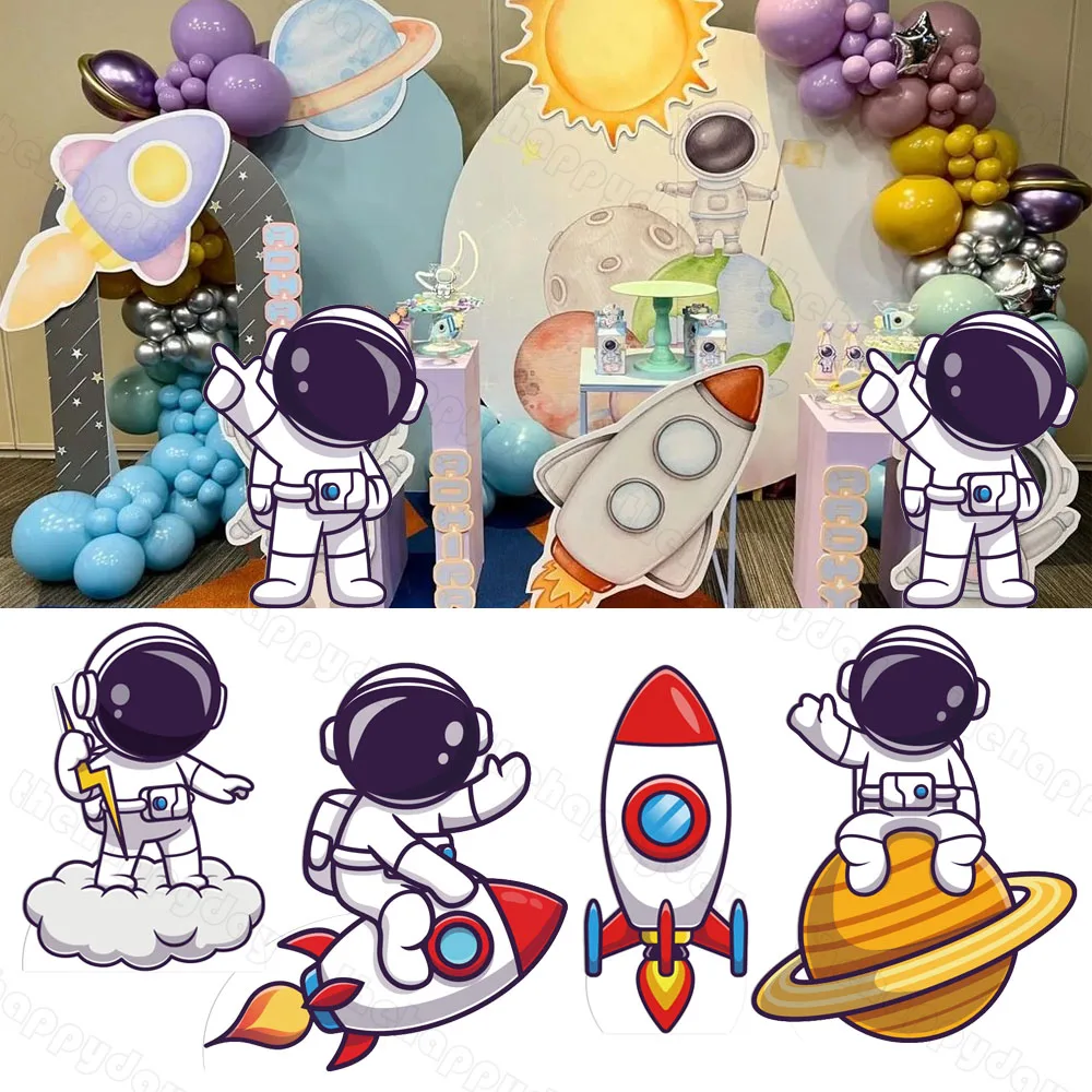 Astronaut Birthday KT Board Party Cutout Custom Rocket Astronaut Balloon Arch Backdrops Party Background Backdrop Outer Space