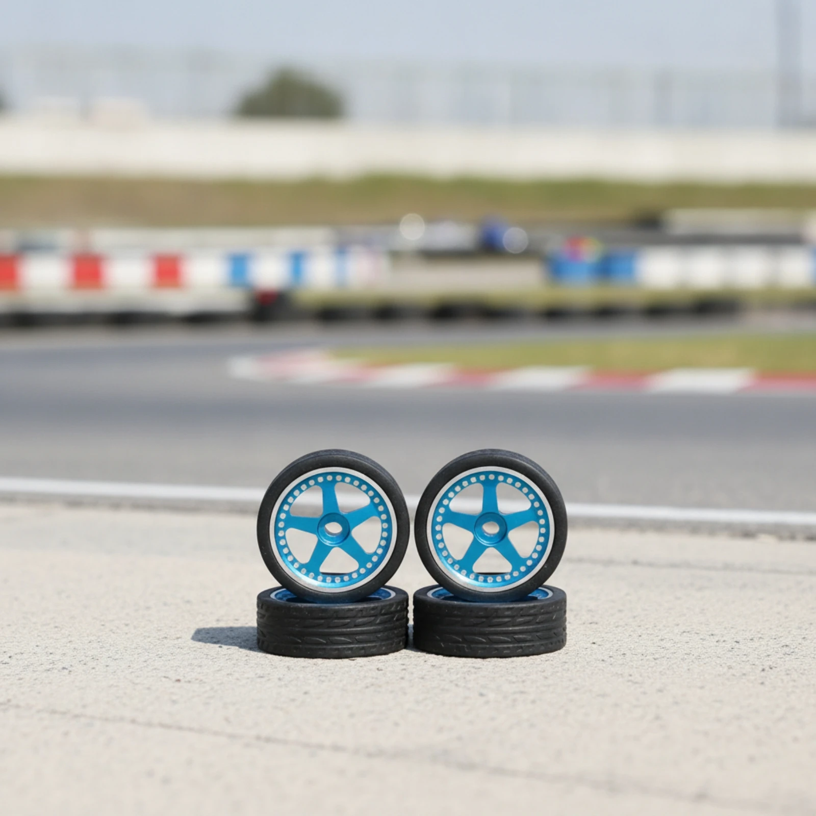 RC Car Wheels and Tires 1:28 Scale RC Car Wheels with Rubber Tires Wheel and Tire Set with Rims 27mm Outer Diameter