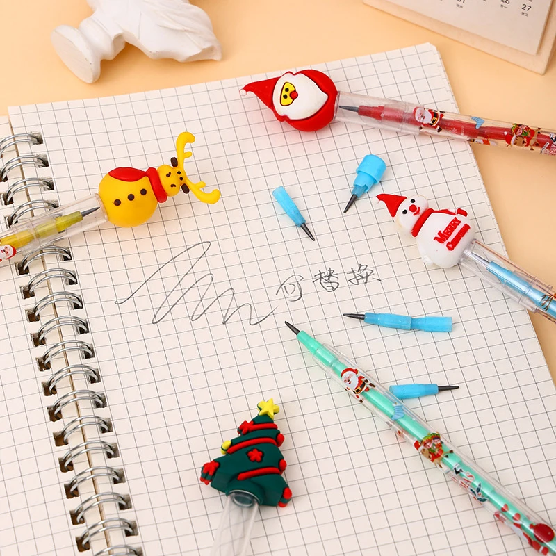 Kawaii Christmas Pencils Cute Christmas Tree Santa Snowman Pencils Stationery Gift School Office Stationary