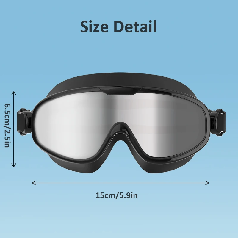 Gafas de natación antivaho para hombres y mujeres, montura grande, gafas de buceo de silicona, gafas de natación impermeables