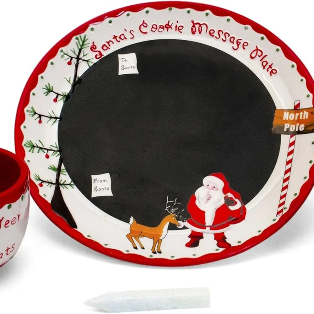 

Santa's Festive Treats Collection: Cookie Plate, Milk Jar, and Reindeer Bowl