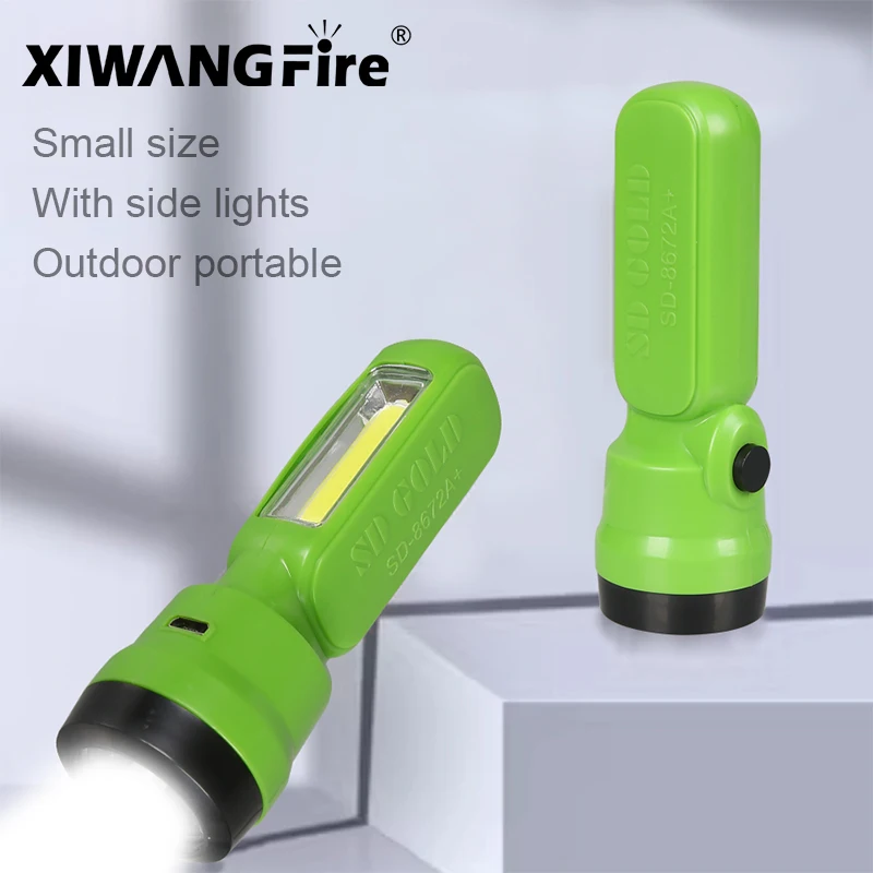 Mini LED Flashlight With COB Side Lights USB Rechargeable Torch Outdoor Portable Small Size Power Emergency Household Flashlight