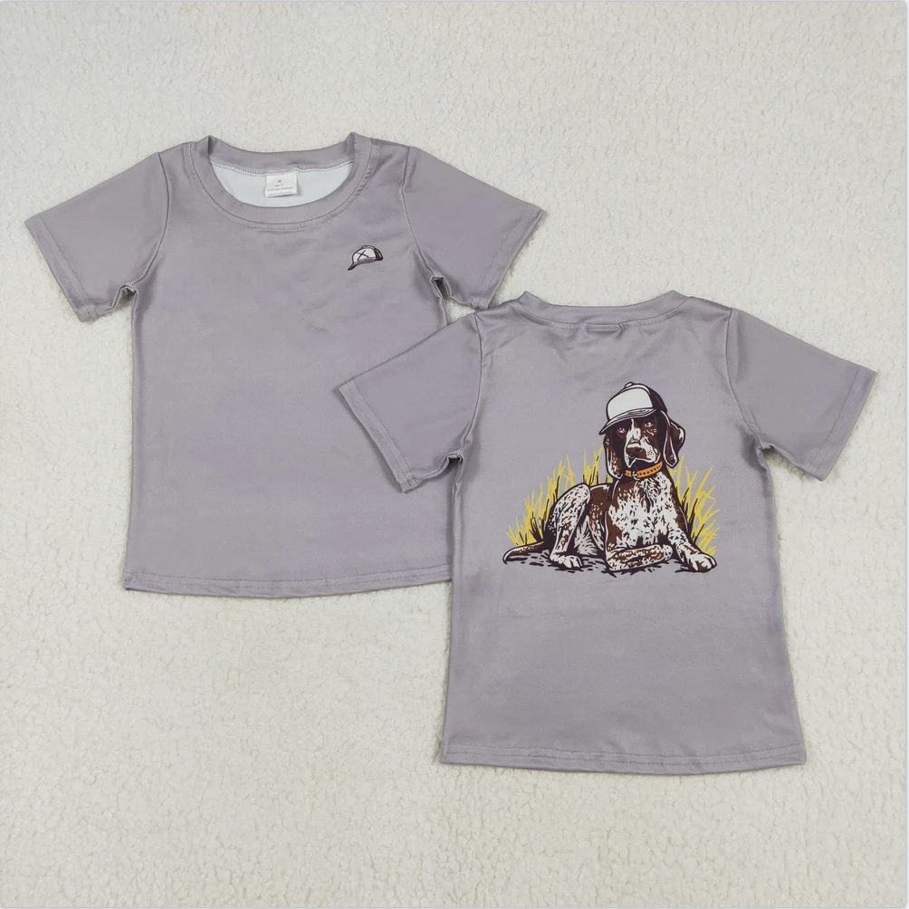 

wholesale sibling shirt child boys camo gray dog tops child boy boutique clothing western t shirts summer toddler kid clothes