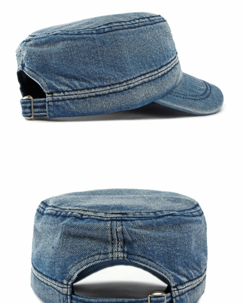 HT5131 Frühling Sommer Herbst Denim Caps für Herren und Damen 100% Baumwolle Flat-Top Baseballkappe 2026 Neue Verstellbare Denim Snapback Kappe – Detail 10