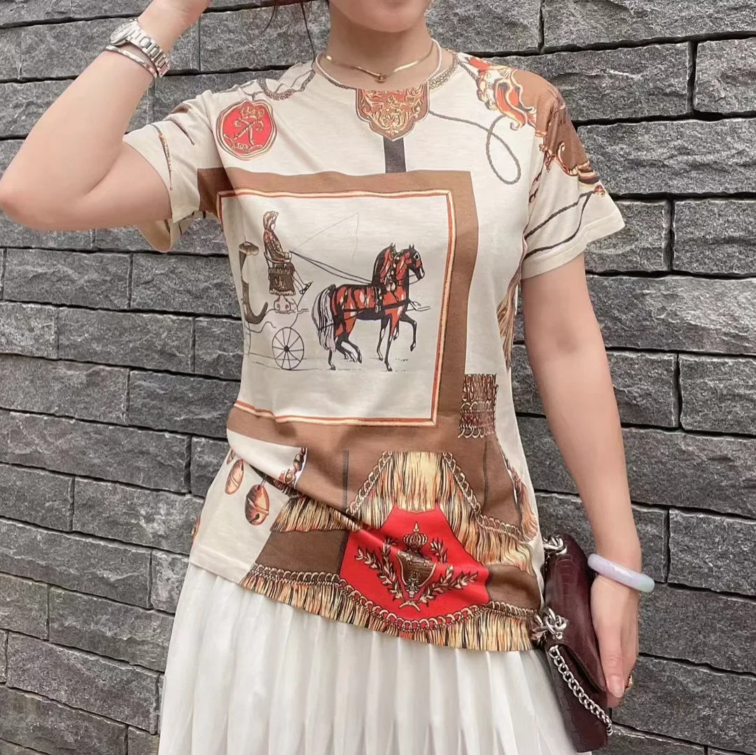 

2025 футболки с принтом для женщин, винтажная одежда, повседневные летние облегающие топы с короткими рукавами и мультяшным узором, женские топы Camisas De Mujer