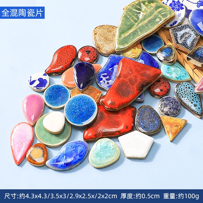 200g Handmade Diy Ceramic Mosaic Pieces. Art Decorative Painting Material Collage Blue and White Porcelain Tiles.Irregular Tiles
