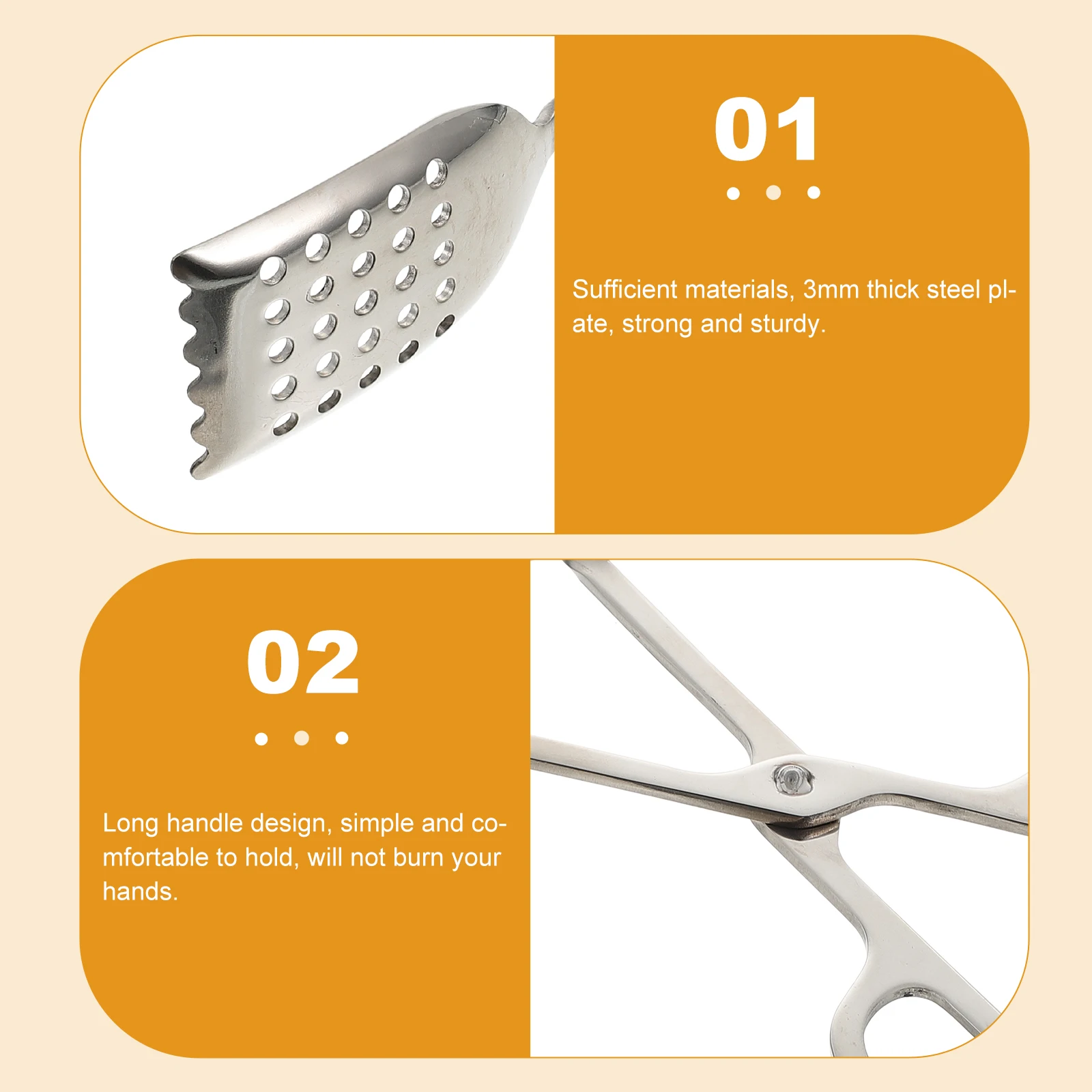 

Stainless Steel Bread Clamp 304 Scissor Design Anti-Slip Food Tong Long Handle Hollow Design Cooking Baking Tool for Home