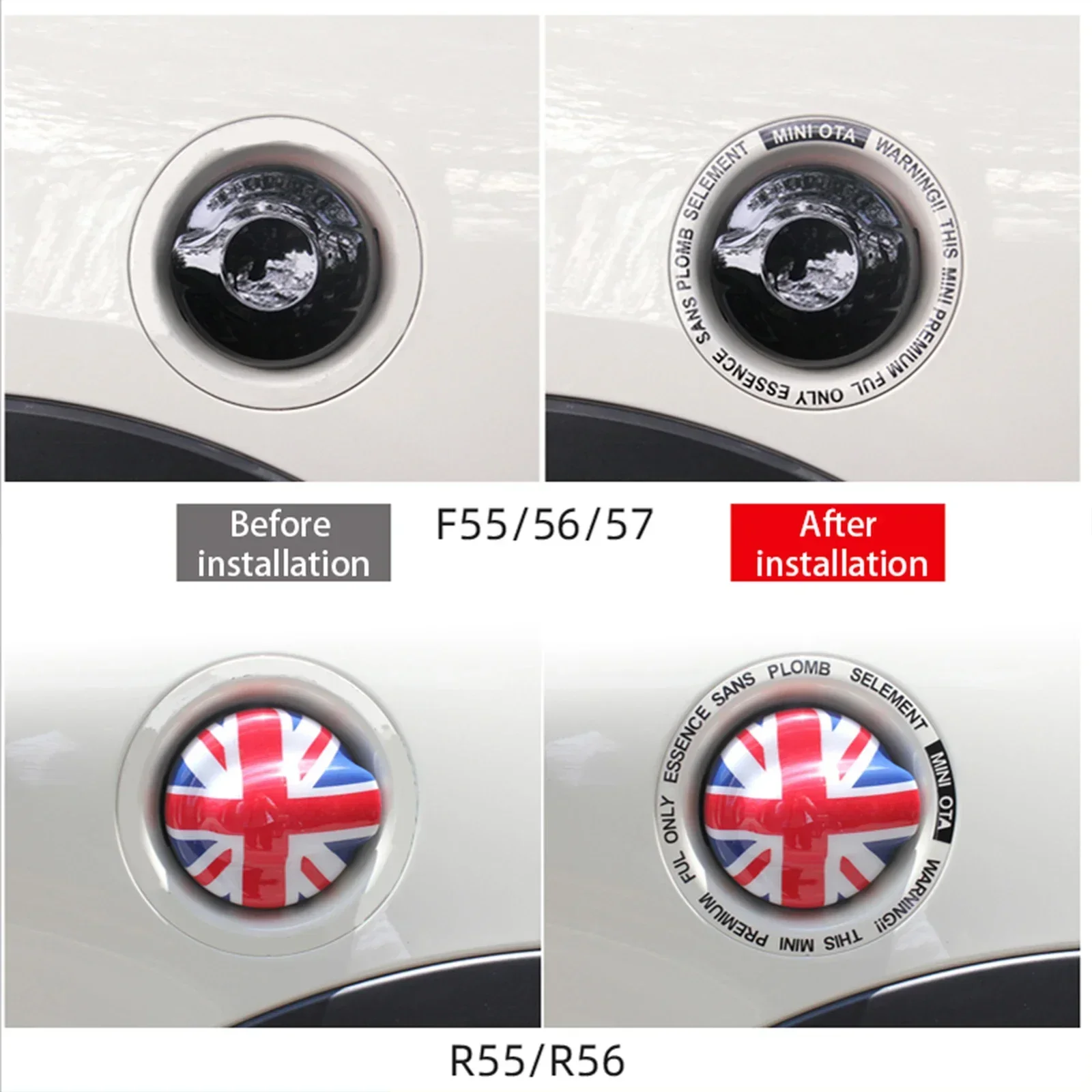 

Fuel Tank Cap Cover Sticker For Mini Cooper One S F Series F56 R56 F55 JCW R55 R57 F57 R60 R Series Black White Red Letter Decal