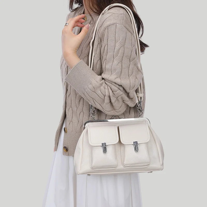 

Роскошные модные кожаные женские сумки-тоут в стиле ретро, большая вместительная сумка на плечо, новинка 2025 года, нишевые сумки-мессенджеры