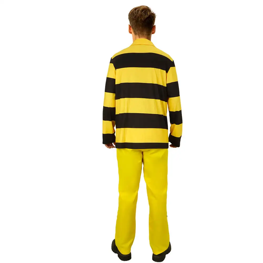 Lucky Luke The Daltons Team Brothers Cosplay Costume Funny Halloween Theme Party Outfits Striped Shirt Pants Yellow Takerlama