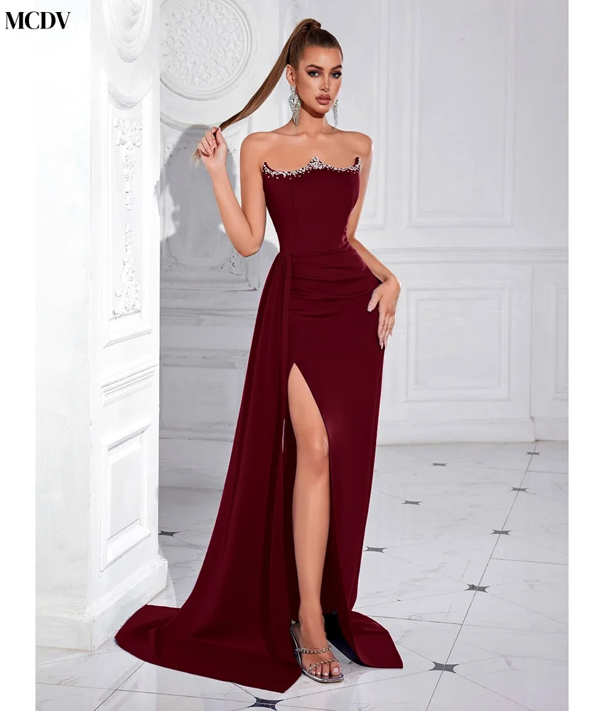 Vestido de noche de cristal con corte en A, Jersey de moda personalizado, escote en forma de corazón sin mangas, largo hasta el suelo, de alta calidad