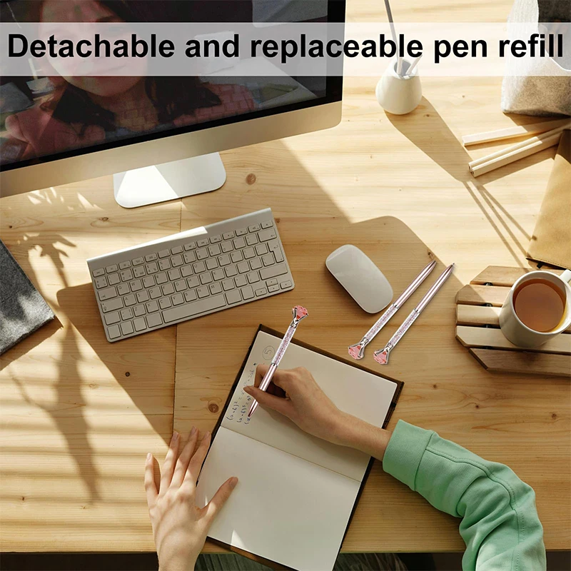 10-100 ชิ้นแฟชั่นงานแต่งงานของขวัญสํานักงานหญิงสาวพลาสติกคริสตัลเพชรปากกา