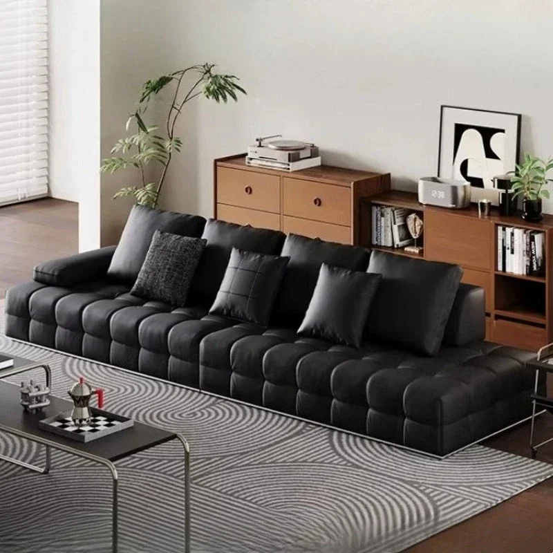 #Genuine Leather Living Room Sofas And Seating Couch Home Furniture Luxury Modern Italian Lawrence Big Black Cow Sofa Couchs