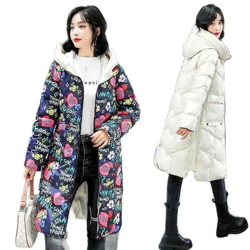 Two-Sided Penetrate Down Cotton-Padded Clothes Women Medium Long 2023 New Winter Cotton-Padded Jacket Korean Thick Warm Coat