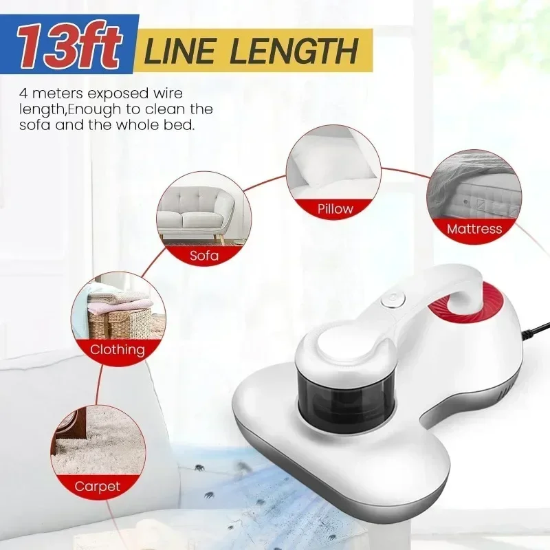 Strong Suction Bed Vacuum Cleaner Upgraded Handheld Mattress Vacuum Cleaner Suitable for Sheets Pillows and Sofas