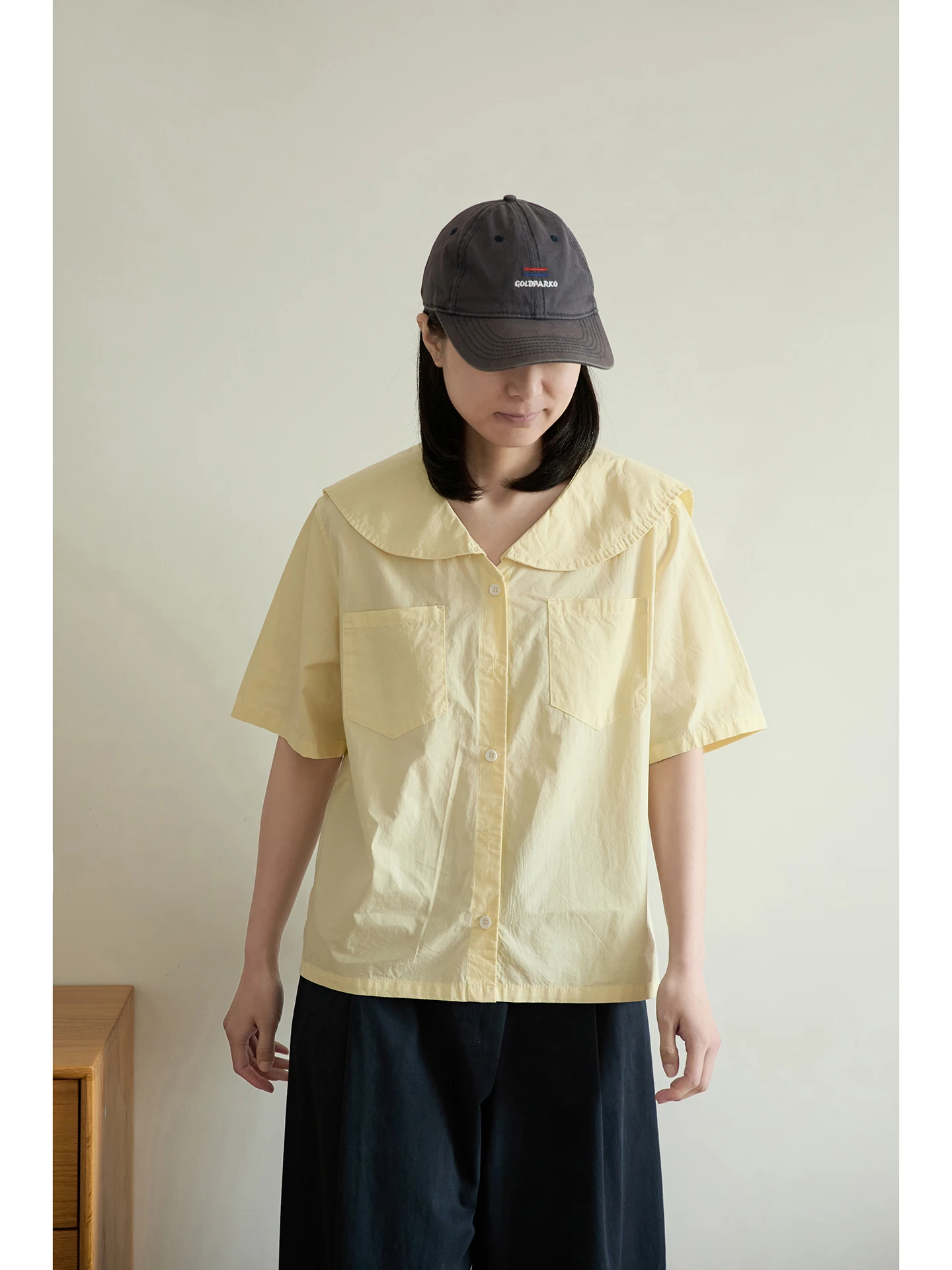 

Рубашка свободного кроя с коротким рукавом и воротником-поло, с завышенной талией, из смесового хлопка, женская повседневная рубашка в студенческом стиле, белая