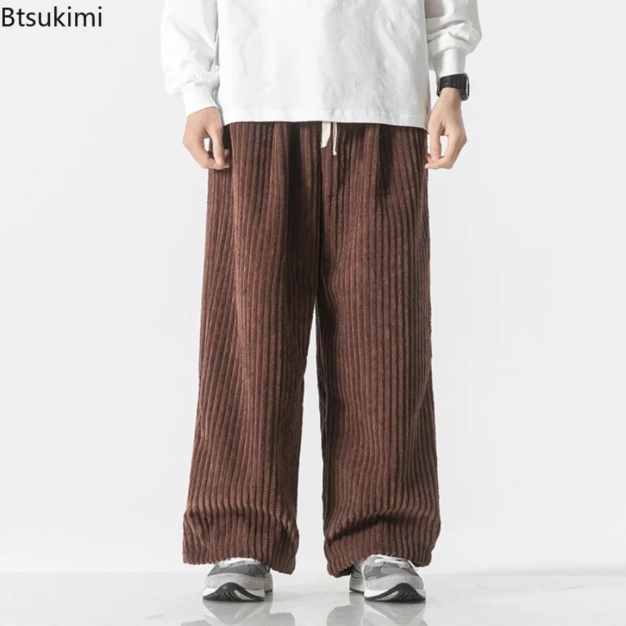 Man Autumn Loose Corduroy Harem Pants Men Solid Color Casual Sweatpants Mens Hip Hop Trousers Fashion Drawstring Jogging Pants