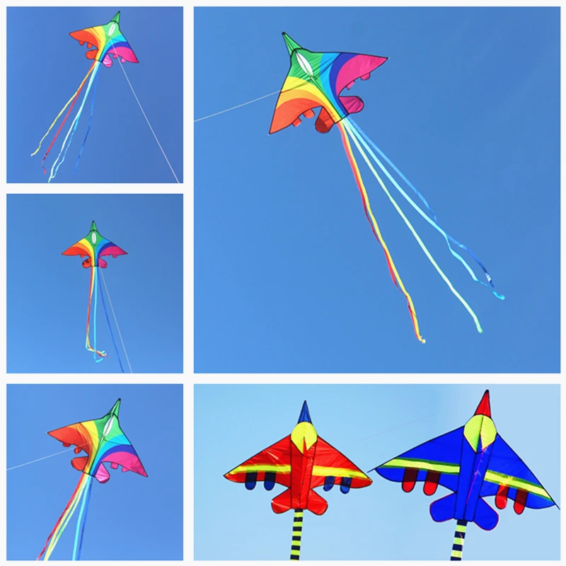 

free shipping rainbow plane kites for children kites flying fighter kite line outdoor kites toys professional wind kite factory