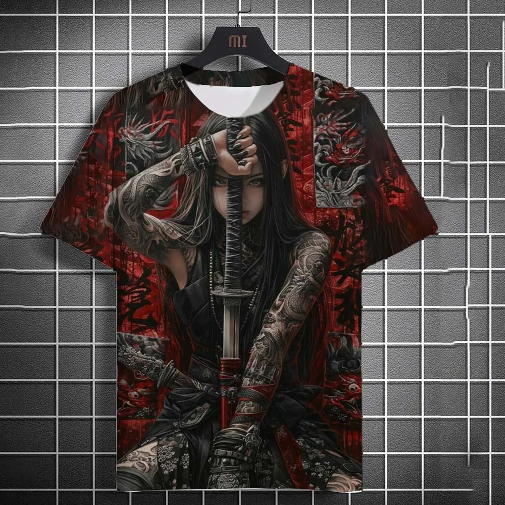 New Tattoo Girl Pattern T Shirt For Man Cartoon 3d Printed Oversized Sweatshirt Men Bad Girl Harajuku Top Short Sleeve T Shirts
