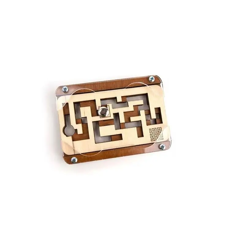 Challenging Portable Two Keys Wooden Maze Mind Brain Teasers Puzzles Game