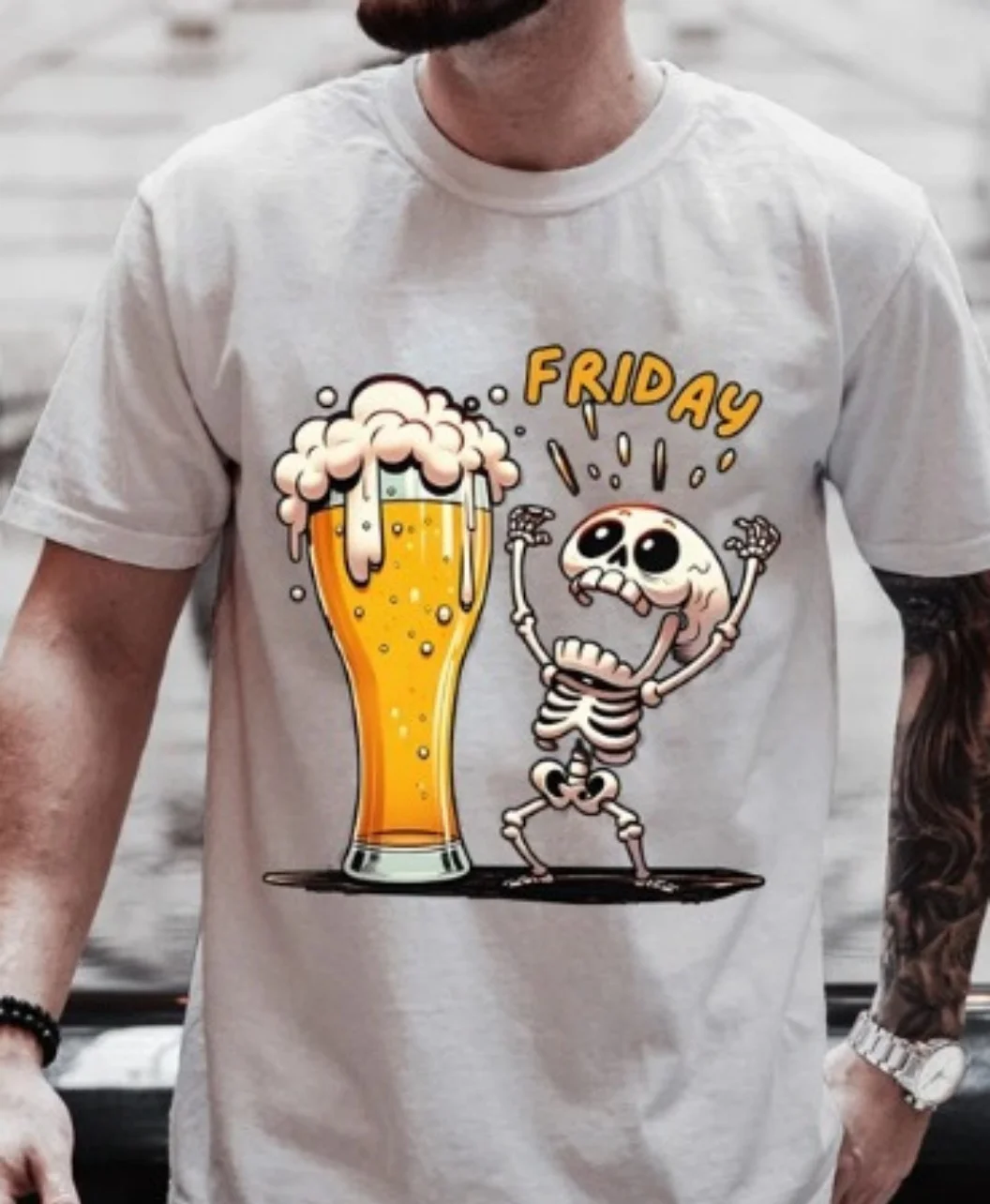 

Мужской защитный топ из чистого хлопка с круглым вырезом и короткими рукавами, летняя уличная мода, свободный повседневный топ с милым принтом черепа и пива