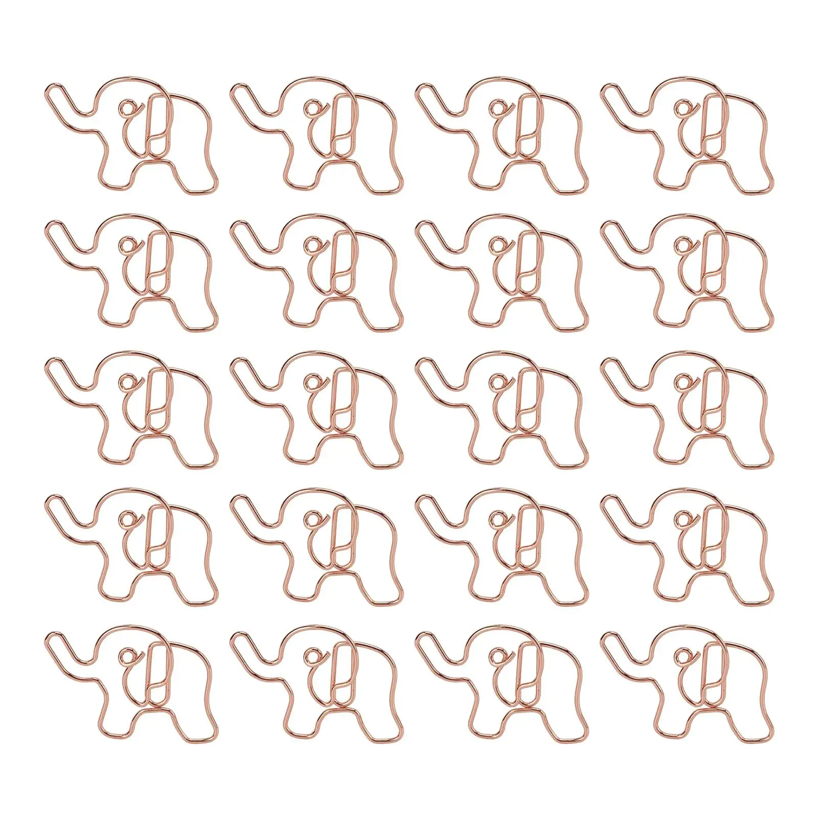 20pcs Elephant Shaped Rose Gold  Clips - Electroplated Iron Office Organizers for Documents