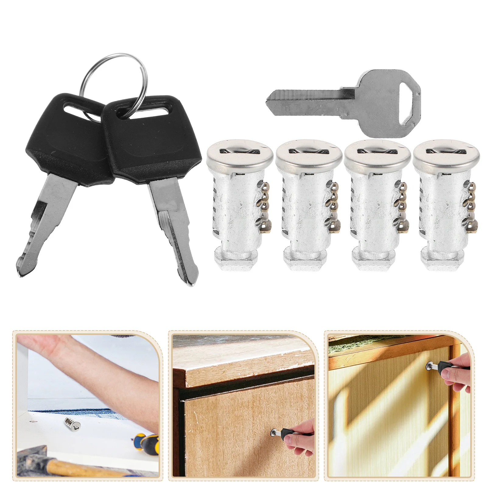 

1 set 1 Set Metal Lock Cylinder With Keys: Zinc Alloy Core Drawer Cabinet Desk Wardrobe Lock For Storage Safe Furniture Hardware