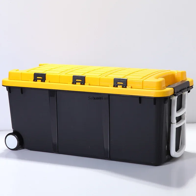 Trolley Pulley Plastic Storage Box King Size Car Compartment Car Storage Box Car Beauty Tool Organizer Box