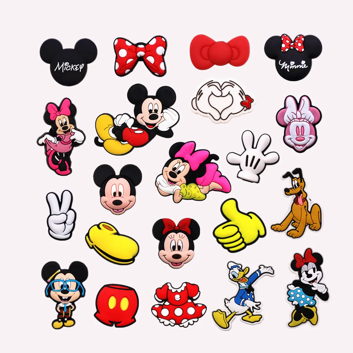 1pcs Classic Mickey Mouse Series Shoe Charms for Clog Bogg Bag Bubble Slides PVC Sandal Buckle Decorations Beach Bag Accessories