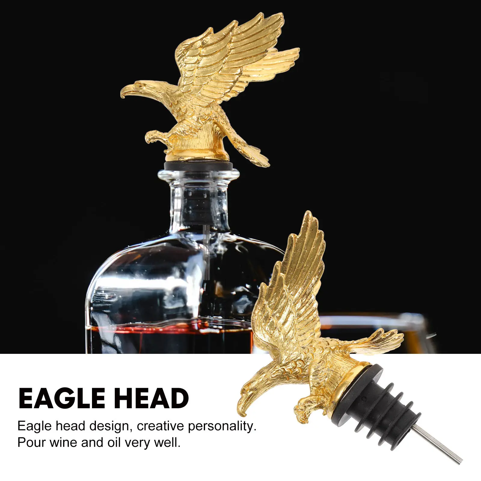 Eagle-Shaped Wine Pourer Stopper, Zinc Alloy Bottle Dispenser for Wine, Olive Oil & Vinegar – Golden Bar Accessory