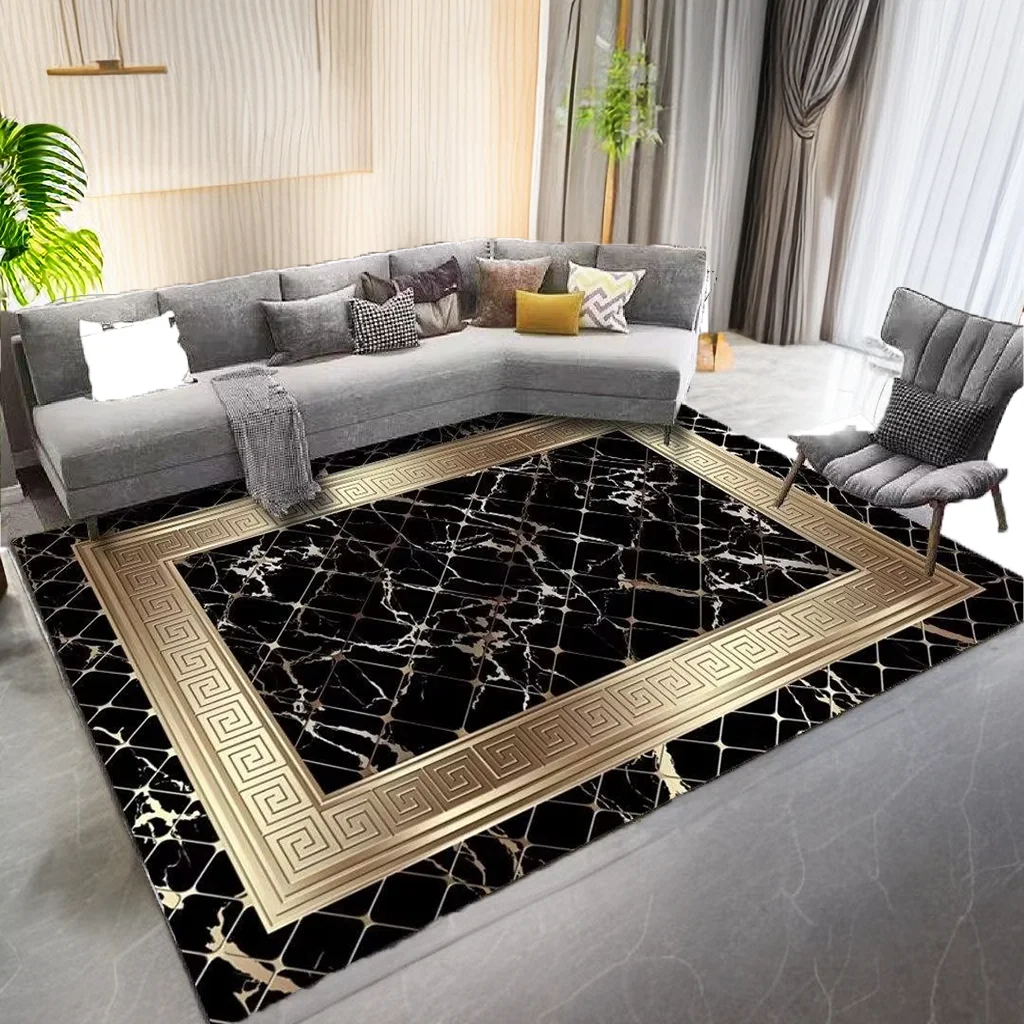 Luxury Modern Style Carpets for Living Room Black Bedroom Decor Deluxe Large Area Rug Big Size Fluffy Coffee Tables Mat Washable