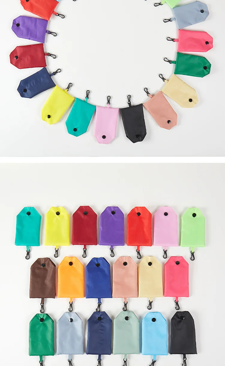 Shopping Bag for Women Men Solid Color Eco-friendly Folding Reusable Portable Shoulder Handbag Polyester for Travel Grocery