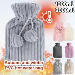 1000-2000ml Warm Water Bag Water-filling Hot Water Bag Cover Female Belly Hand Feet Keeping Warm Hand Warmer Hot Water Bottle Fo
