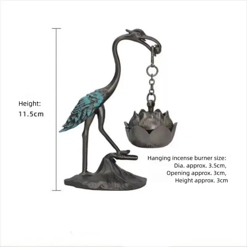 Chinese Style Incense Burner Zinc Alloy Good Symbolism Incense Holder Accessories Red-crowned Crane Indoor Aromatherapy Gifts
