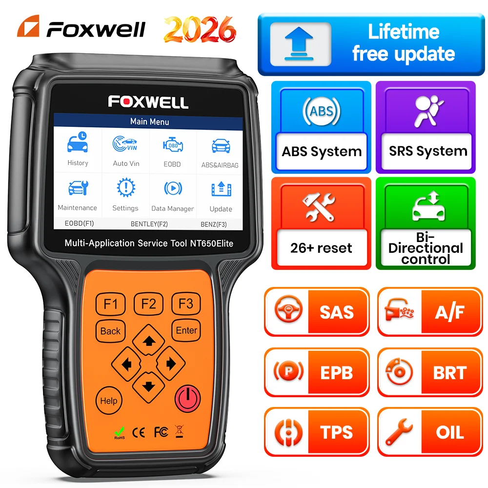 Image of Foxwell NT 650E OBD2 Kfz-Scanner ABS SAS A/F EPB BRT TPS OIL 26+ Reset FOXWELL Professionelles OBD 2 Auto-Diagnosegerät