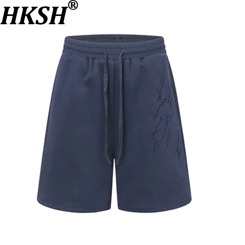

HKSH Summer New Men Tide Оригинальный дизайн High Street Модные однотонные прямые свободные повседневные шорты до колена Ins HK6478