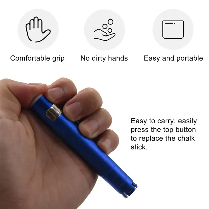 Leading-5 Pcs Black Aluminum Alloy Chalk Keeper Holder (Blue)
