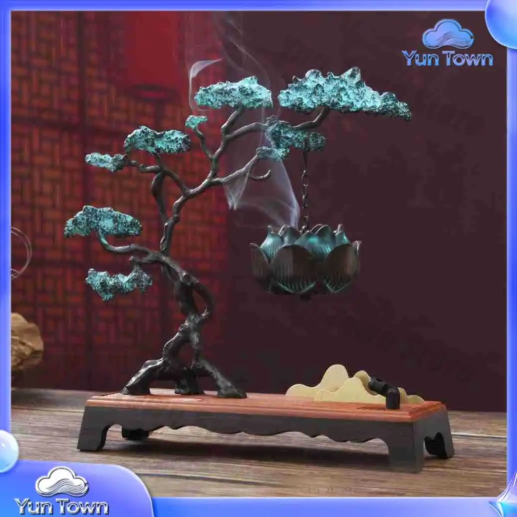 Welcome pine, small tree, lotus flower backflow incense burner, new Chinese creative ornament, hanging burner, line incense