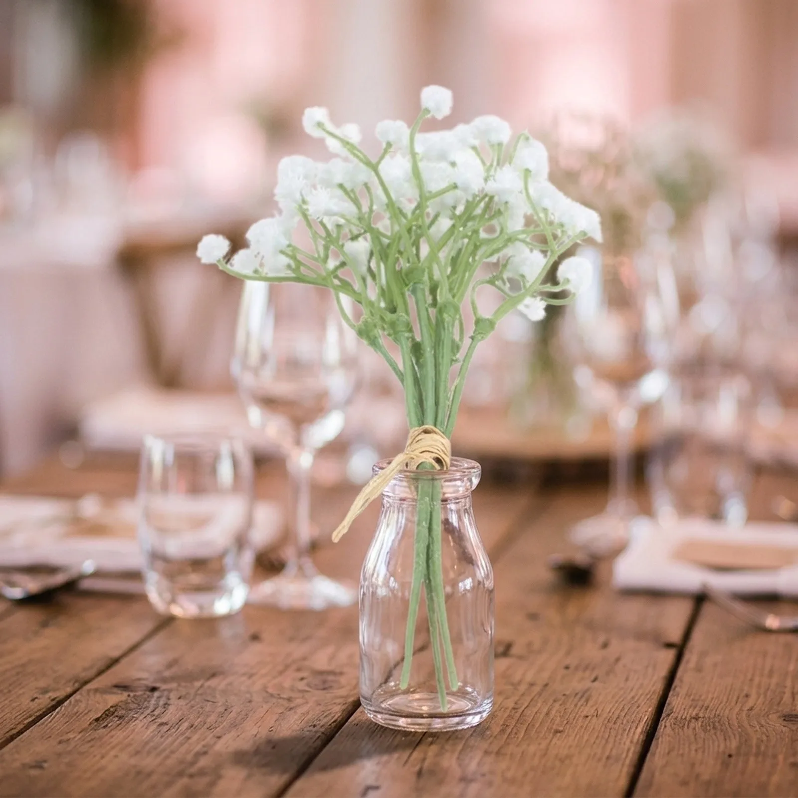 20cm Plastic Gypsophila Artificial Flower Bouquet White Fake Baby Breath Floral Arrangement For Wedding Bridal Home Party Decor