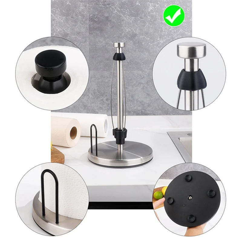 Paper Towel Holder Countertop With Damping Suitable For Kitchen Bathroom (Square)