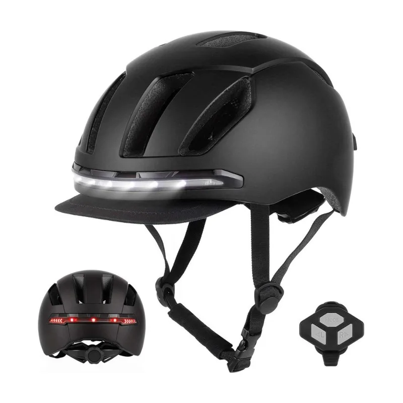 LED Turn Signal Riding City Helmet LED Multiple Light Modes Intelligent Control For Electric Scooters Remote Controller-ABQF