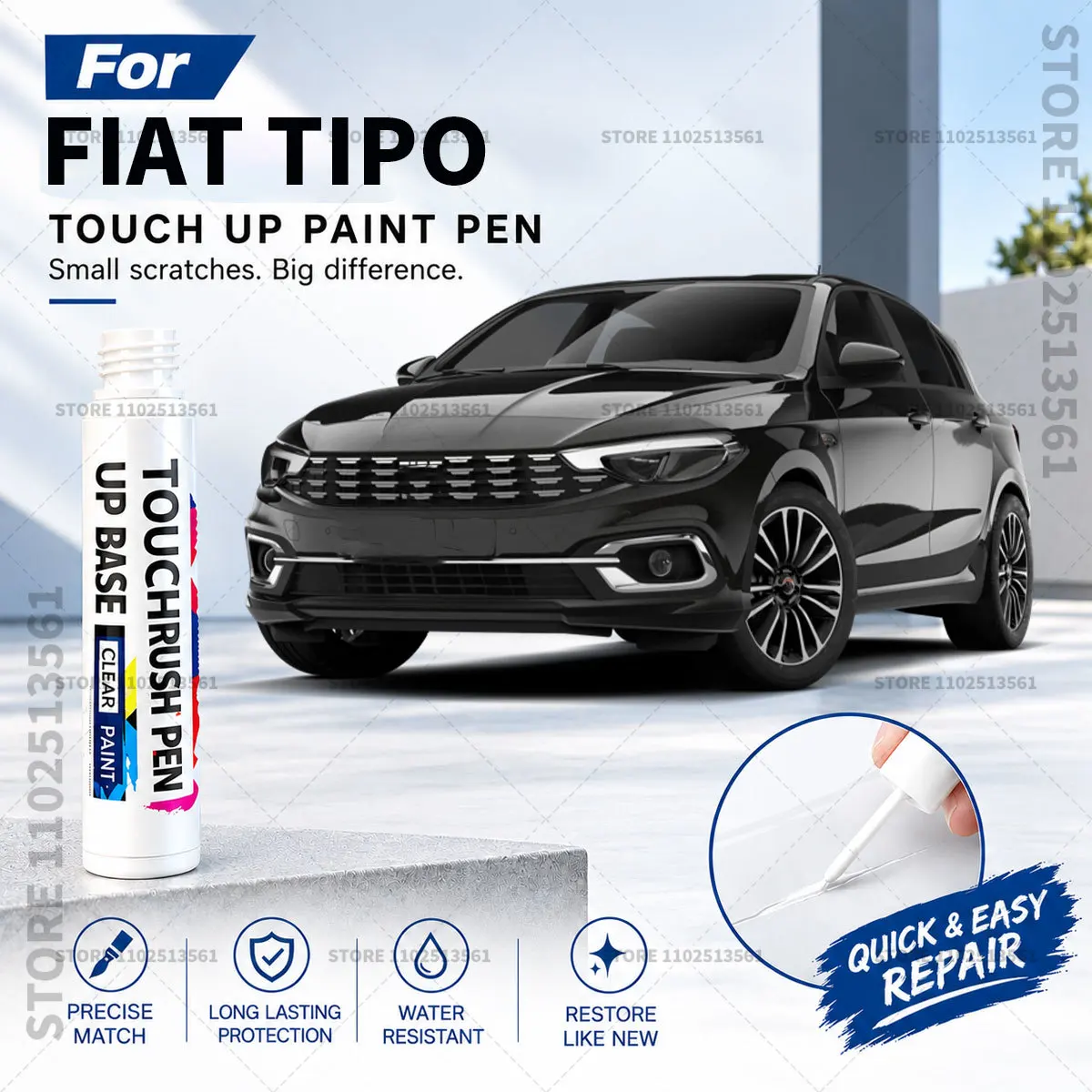 For FIAT TIPO 2015-2024 Car Paint Touch Up Pen Scratch Repair Remover Auto Body Repair Marker Waterproof Car Paint Repair Tool